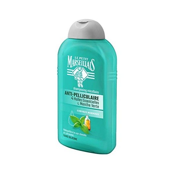 Le Petit Marseillais - Shampoing Antipelliculaire Cheveux Normaux 4 Huiles Essentielles et Menthe Vert - 250 ml - Lot de 3