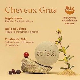 Arista Shampoing Solide Cheveux Gras | Shampoing Argile Jaune, Poudre de Sidr & Huile de Jojoba | Shampoing Sans Sulfate Sans