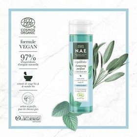 N.A.E. - Shampoing Purifiant Cheveux Gras - Certifié Bio - Extraits de Sauge Bio et de Menthe Bio - Formule Vegan - 97 % din