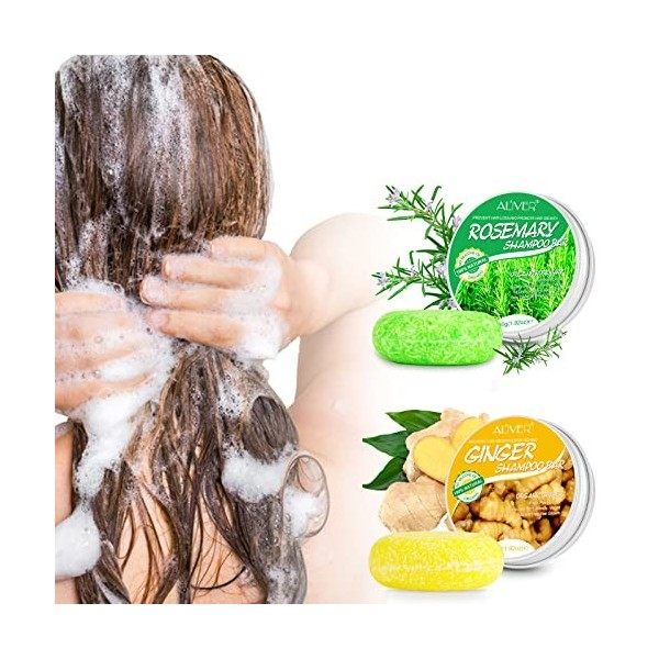 Shampooing Solide Gingembre and Romarin Shampooing Solide, Cheveux Shampoo Savon Set, Bio Shampooing Bar Naturel Repousse Che