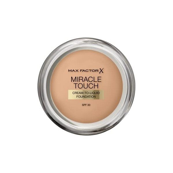 Max Factor Miracle Touch Foundation, New and Improved Formula, SPF 30 and Hyaluronic Acid, 75 Golden