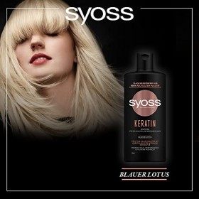 Syoss Shampooing à la kératine 440 ml , shampooing pour cheveux fragiles et cassants, remplit et lisse la fibre capillaire, 