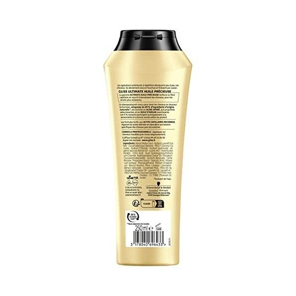 Schwarzkopf - Gliss - Shampooing - Ultimate Huile Précieuse Flacon 250 ml - Lot de 2