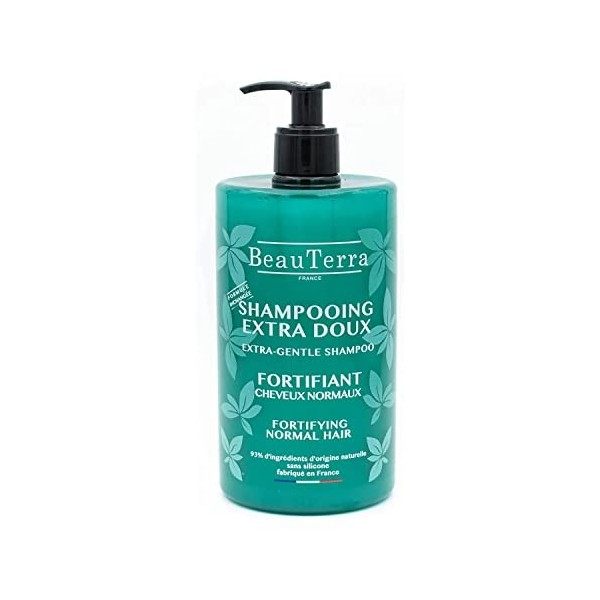 BeauTerra - Shampoing Extra-Doux Fortifiant, 750 ml - pour Cheveux Abîmés et Cassant - Sans Silicone - Recyclable - Fabriqué 