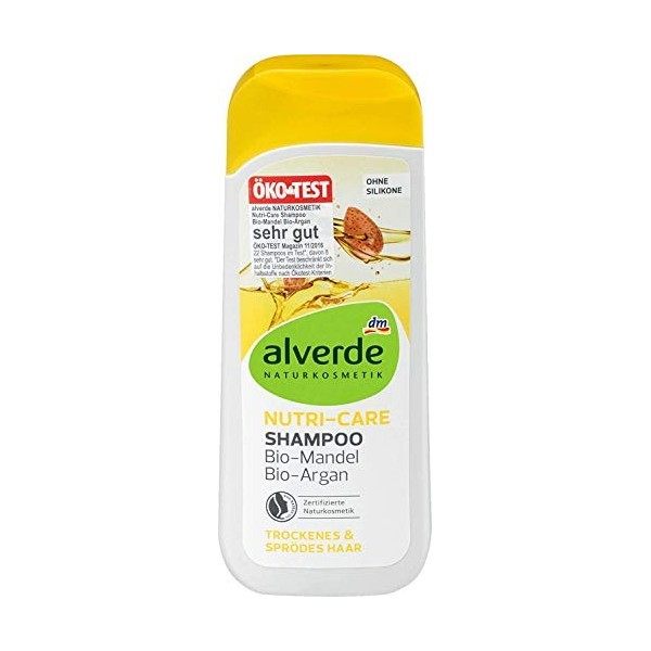 Alverde - Shampoing Soin Nutrif Nutri-Care - Cheveux secs et Cassants - Amande & Argan - Bio - 200 ml