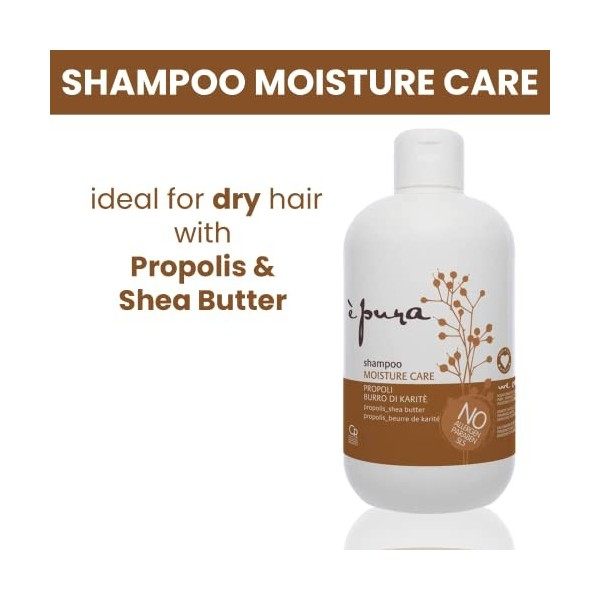 È Pura - Shampoing Soin Humidité - Traitement Professionnel Nourrissant et Hydratant pour Cheveux Secs, Fragiles, Cassants et
