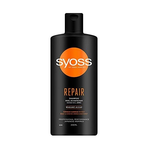 Cristalray Syoss Lot de 3 shampoings réparateurs pour cheveux secs et abîmés 440 ml