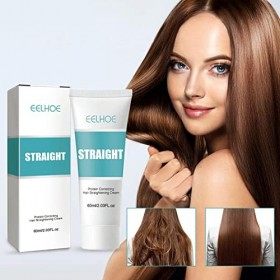 Povanjer Crème Cheveux Raides, Straight Cream pour Le lissage des Cheveux, Lotion lissante pour Cheveux Silk & Gloss, Produit