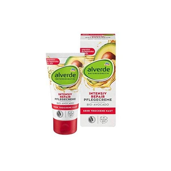 Alverde - Crème de soin Intensive + Repair - Peau très sèche - Avocat Bio - 50 ml