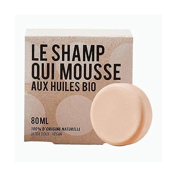 La Crème Libre - Shampoing Solide Bio Mousse - Cosmos Organic - Ultra Doux - Formule Argile Rose - 100% Naturelle et Vegan - 