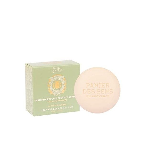 Panier des Sens Shampoing Solide Cheveux normaux Amande - Vegan, 92% naturel & Made in France - Shampoing Femme & Homme - Sha