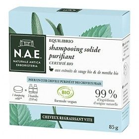 N.A.E. - Shampoing Solide Certifié Bio - Purifiant Cheveux Gras - Extraits de Sauge Bio et de Menthe Bio - Formule Vegan - 99