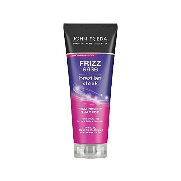 John Frieda Frizz Ease Brazilian Sleek Frizz Immunity Shampooing 250 ml Shampooing hydratant pour cheveux secs et crépus