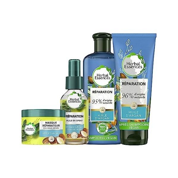 Herbal Essences Réparation Shampoing + Après-Shampoing + Masque Capillaire + Huile En Spray, À L’Huile D’Argan