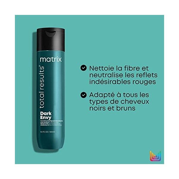 Matrix, Shampoing Neutralisant pour Cheveux Bruns & Bases Foncées, Colorés ou Naturels, Anti-Reflets Rouges, Dark Envy, 300ml