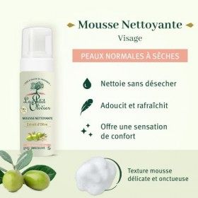 LE PETIT OLIVIER - Mousse Nettoyante - Extrait DOlive - Nettoie Sans Dessécher - Peaux Normales À Sèches - 96% DOrigine Nat