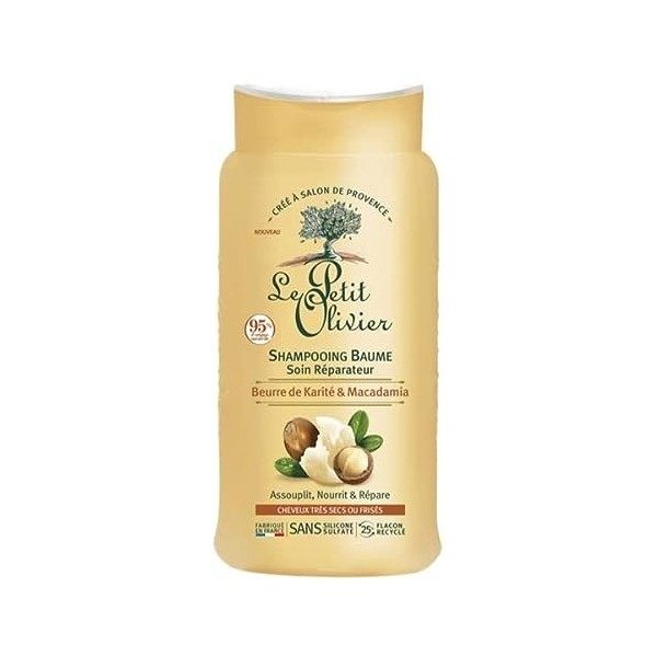 LE PETIT OLIVIER - Shampooing Baume Soin Réparateur - Karité & Macadamia - Nourrit & Répare - Cheveux Très Secs Ou Frisés - S