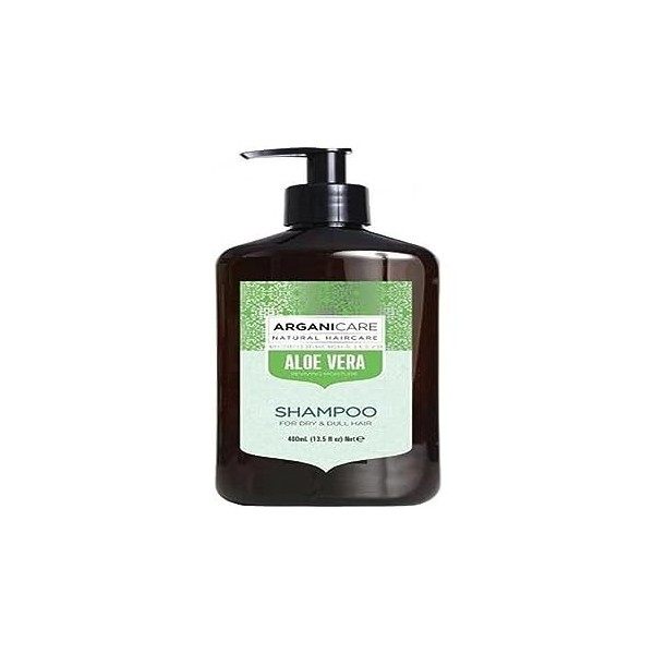 Arganicare - Shampoing Revitalisant à lAloe Vera - Soin pour Cheveux Secs Regraissant Vite - Flacon 400 ml