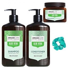 Arganicare - Mon Trio Aloé Vera - 1 Shampoing 400 ml - 1 Leave in conditioner 400 ml - 1 Masque 500 ml + 1 Chouchou Couleur A