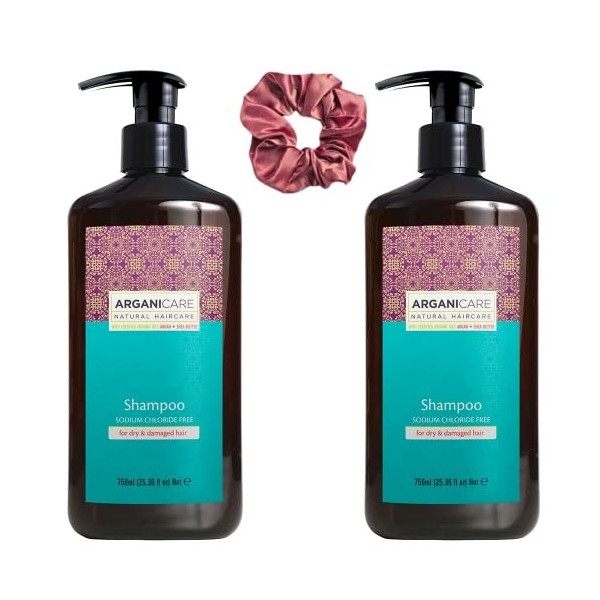 Arganicare - Mon Duo Argan - Lot De 2 Shampoing 750 ml +1 Chouchou De Couleur Aléatoire Offert