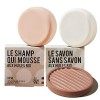 La Crème Libre - Coffret Bain Shampoing Solide Bio Mousse 80ml, Porte Savon et Savon Solide Sans Savon pour Corps Mains Visag