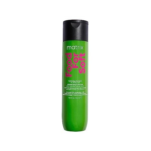 Matrix, Shampoing Hydratant pour Cheveux Secs à Très Secs, Acide Hyaluronique et Huile dAvocat, Food For Soft, 300 ml