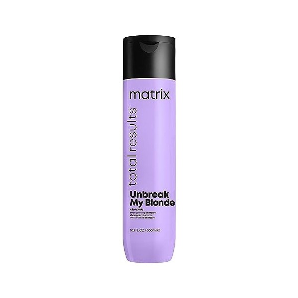 Matrix, Shampoing Doux & Fortifiant pour Cheveux Blonds Colorés & Sensibilisés, À lAcide Citrique, Sans Sulfate, Total Resul