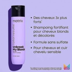 Matrix, Shampoing Doux & Fortifiant pour Cheveux Blonds Colorés & Sensibilisés, À lAcide Citrique, Sans Sulfate, Total Resul
