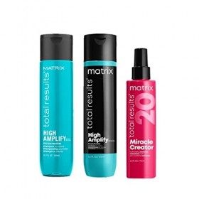 Matrix | Trio High Amplify | Shampoing + Après-Shampoing + Spray Miracle Creator | Pour Cheveux Secs Et Fins | Volume + Forti