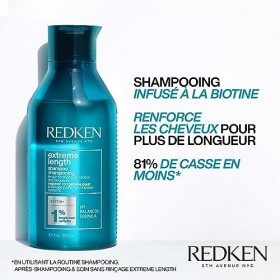 Redken, Shampoing Fortifiant pour Cheveux Longs, Biotine & Huile de Ricin, Extreme Length, 300 ml