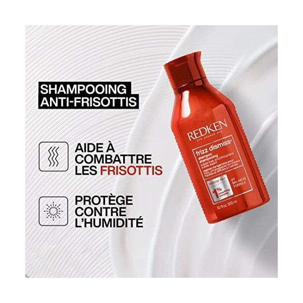 Redken, Shampoing Anti-Frisottis pour Cheveux Rebelles & Indisciplinés, Protection contre lHumidité, Frizz Dismiss, 300 ml