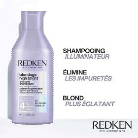 Redken |Shampoing Éclat pour Cheveux Blonds Ternes, Enrichi à la Vitamine C, Blondage High Bright, 300 ml