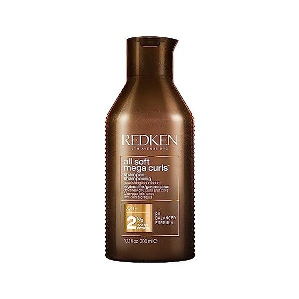 Redken, Shampoing Nourrissant & Hydratant, Pour Cheveux Très Secs Bouclés à Crépus, À lAloe Vera, All Soft Mega Curls, 300 m