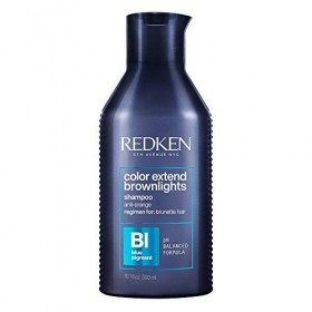 Redken, Shampoing Bleu Neutralisant pour Cheveux Bruns, Protéine de Blé, Color Extend Brownlights, 300 ml