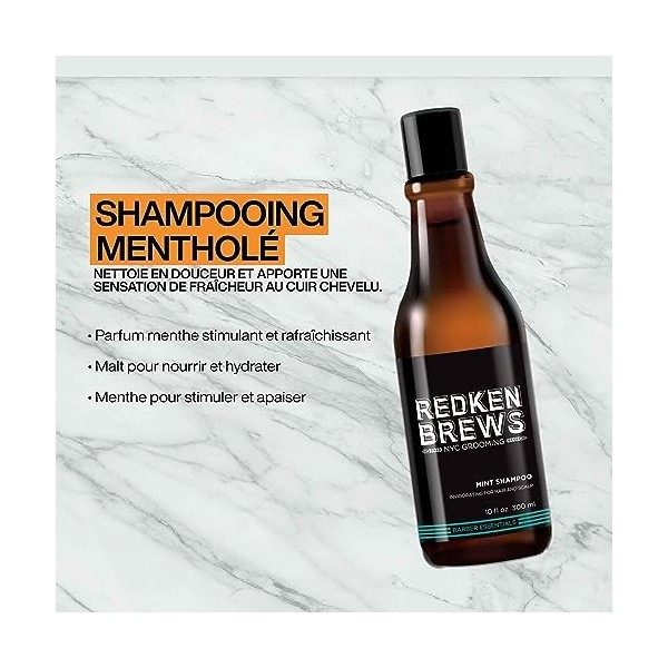 Redken, Shampoing Mentholé, Stimulant & Nettoyant, Pour Tous Types de Cheveux, Brews, 300ml