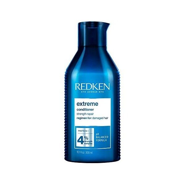 Redken | Après-Shampoing Fortifiant pour Cheveux Abimés, Riche en Protéines, Extreme, 300 ml & Shampoing Violet Neutralisant 