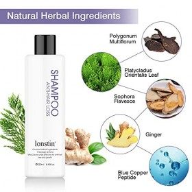 lonstin Shampooing pour La Croissance des Cheveux, Shampooing Anti-Chute au Gingembre, Traitement Anti-Chute des Cheveux Épai