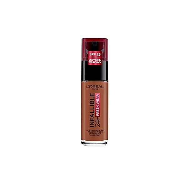 LOréal Paris - Fond de Teint Fluide Infaillible 24h Fresh Wear - Tous Types de Peaux - Teinte : Ambre doré 290 - 30 ml