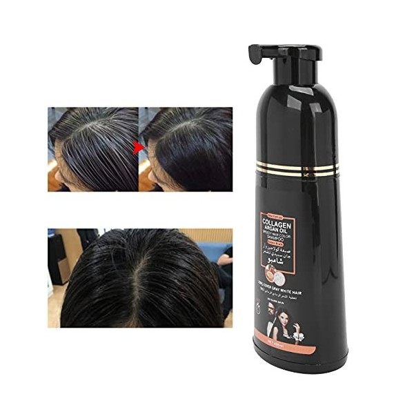 Shampooing Colorant pour Cheveux à Lhuile Dargan au Collagène pour Couvrir les Cheveux Blancs Gris 400 ml 