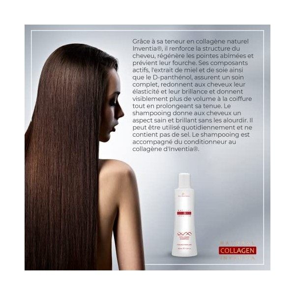 Natural Collagen Inventia Shampooing au Collagène 200ml - Collagen Shampoo Réduit la perte de cheveux, Donne aux cheveux un a