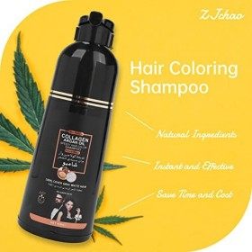 zjchao 400 Ml de Shampooing pour Cheveux Noirs, Shampooing Instantané pour Cheveux Noirs, Shampooing Colorant pour Cheveux à 