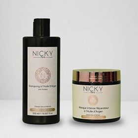 Masque Intense Reparateur A LHuile DArgan Nicky Paris + Shampoing , 500 Ml Lot De 1 