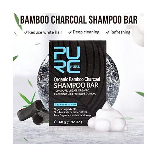 Barre de shampoing au savon pour les cheveux | Barre de shampoing naturel au charbon de bambou,Shampoing Solide pour Cheveux 