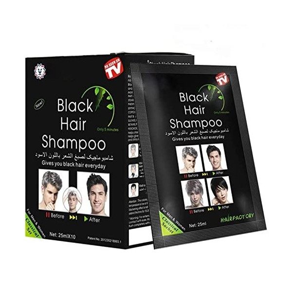 MQFORU - Teinture instantanée pour cheveux homme femme - Shampooing noir - Couleur noire - Simple à utiliser - Durée 30 jours