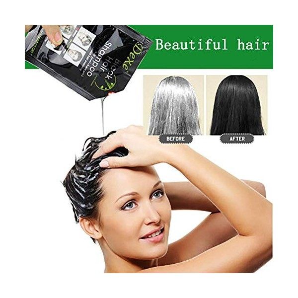 Black Hair Shampoo -Shampoing Colorant Noir-Instant Hair Dye - Black Color - Simple to Use - Last 30 days - Natural Ingredien