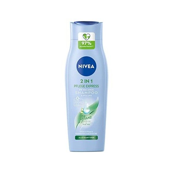 NIVEA Soin express 2 en 1 shampoing et après-shampoing pour tous types de cheveux - 250 ml - Soin doux à l’aloe vera