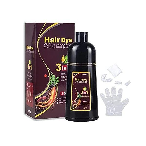 500ml Herbal Hair Dye Shampoo, Black Instant Hair Color Shampoo, 3-in-1 Hair Dye Shampoo, Instant Hair Color for Gray Hair Co