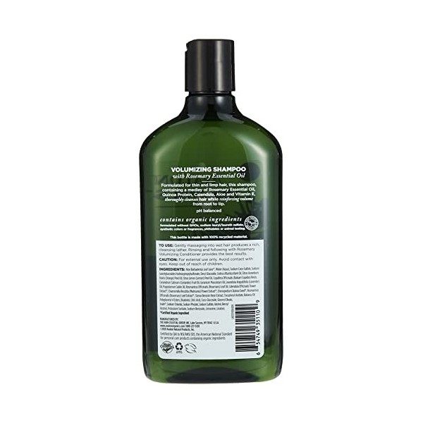 Avalon Organics Shampooing volumisant Rosemary 11 Fluid Ounce by Avalon Organics