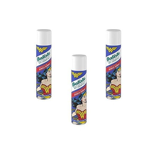 Batiste Shampooing Sec pour des cheveux sont plus propres et plus frais - Wonder Woman, Lot de 3 3 x 200ml 