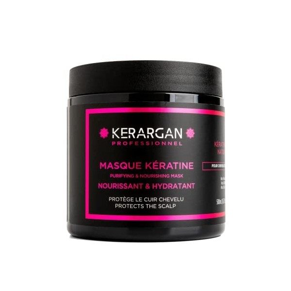 Kerargan - Masque Capillaire à la Kératine pour Régénérer et Fortifier le Cheveu - Cheveu Sec et Abîmé - Sans sulfate, Parabe